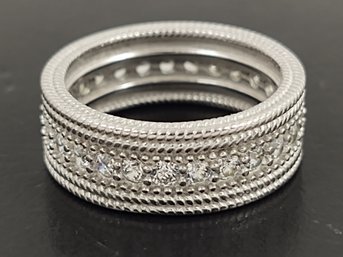 BEAUTIFUL STERLING SILVER CZ ETERNITY BAND RING