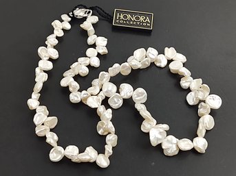 BEAUTIFUL HONORA COLLECTION STERLING SILVER BAROQUE PEARL NECKLACE