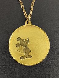 VINTAGE 1978 FRANKLIN MINT GOLD OVER STERLING SILVER MICKEY MOUSE NECKLACE