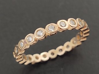 NICE ROSE GOLD OVER STERLING SILVER CZ ETERNITY BAND RING