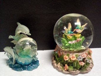 Beautiful Westland Giftware Snowglobes - Hummingbirds With Polonaise Music Box & Dolphins  KD/E2
