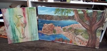 2 Original Oil On Canvas Or Board Depicting Landscape & One Still-life Image 212/WAB