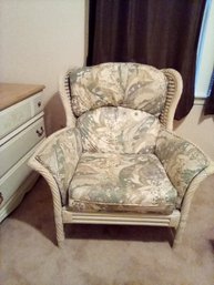 Vintage Wicker Upholstered Chair - Comfortable Seating