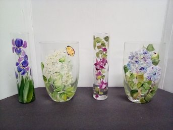 Four Unique Hand Painted In California Giftware In 2001 By Christine Schneider, Christina Vases  KD/A4