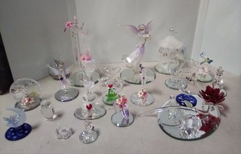 Curio Collector's 23 Items -Blown & Cut Glass - Animals, Fairies, Hummingbird, Angels, Cats & More KD/A5