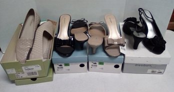 4 Pair Ladies 9-1/2 Shoes - Trotters Low Heal Slip Ons, 2 New Jaclyn Smith & 1 New Dress Barn Sandals  JohB/D1