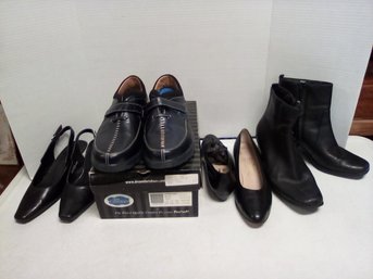 4 Pair Of Ladies Size 10 Shoes Croft & Barrow Boots, Ferraggamo Heels, Dr. Comfort, Leather Slings  JohB/CVBKA