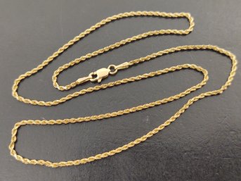 VINTAGE 14K GOLD 1.25mm ROPE CHAIN NECKLACE