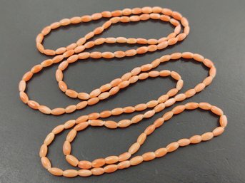 VINTAGE NATURAL CORAL RICE BEAD NECKLACE