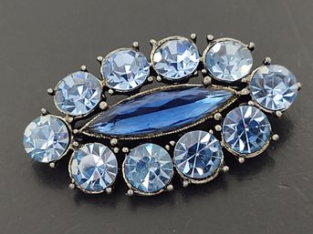 VINTAGE BLUE RHINESTONE BROOCH