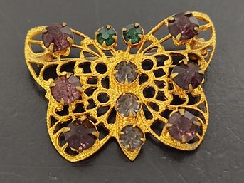 VINTAGE RHINESTONE BUTTERFLY BROOCH