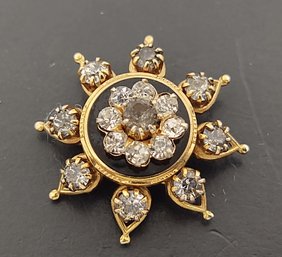 VINTAGE VICTORIAN REVIVAL RHINESTONE SUN BROOCH