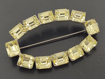 VINTAGE CITRINE COLORED RHINESTONE BROOCH