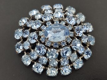 VINTAGE BLUE RHINESTONE DOME BROOCH