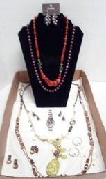 Estate Jewelry Lot 11 Items Includes Chicos Brand Among  Necklaces, Stanley Blacker Watch & Earrings  KM/D2