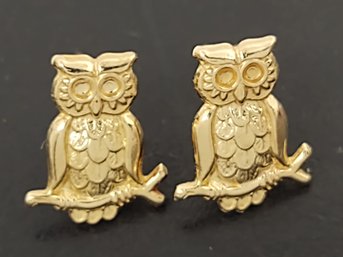 VINTAGE DAINTY 14K GOLD OWL EARRINGS