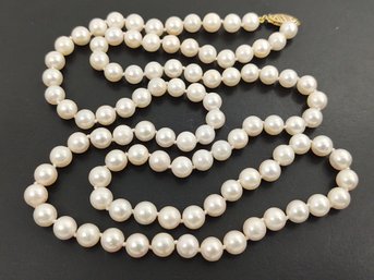 VINTAGE 14K GOLD 6.5mm - 7mm PEARL NECKLACE