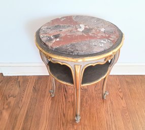 Vintage Side / End Table With Stone Top