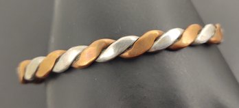 VINTAGE STERLING SILVER & COPPER MIXED METALS TWISTED CUFF BRACELET