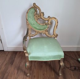 Vintage Armchair With Gold Colored Frame