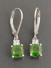 BEAUTIFUL STERLING SILVER CHROME DIOPSIDE DANGLE EARRIGNS