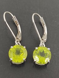 BEAUTIFUL STERLING SILVER PERIDOT DANGLE EARRINGS