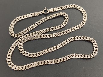 VINTAGE STERLING SILVER 3.5mm CUBAN LINK CHAIN NECKLACE