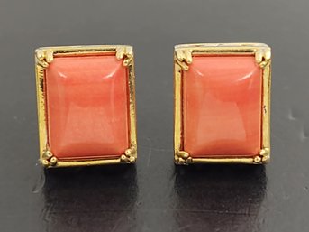 BEAUTIFUL STERLING SILVER FAUX CORAL EARRINGS