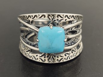 BEAUTIFUL SOUTHWESTERN STYLE STERLING SILVER TURQUOISE RING