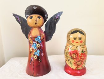 Russian Nesting Doll And Angel Figure