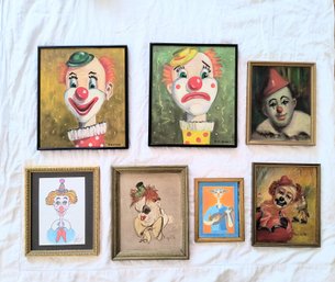 Lot Of Small Vintage Clown Artworks