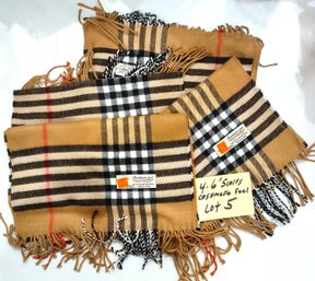 WHOLSALERS CLOSEOUT - BRAND NEW LOT OF 4 CASHMERE FEEL 6 FOOT DESIGNER STYLE SCARVES - $60.00 RETAIL - LOT # 5