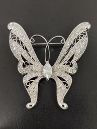 VINTAGE RHINESTONE BUTTERFLY BROOCH