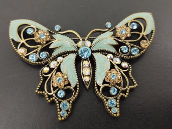 VINTAGE RHINESTONE & ENAMEL BUTTERFLY BROOCH