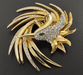 VINTAGE BUCHER STYLE RHINESTONE BIRD BROOCH