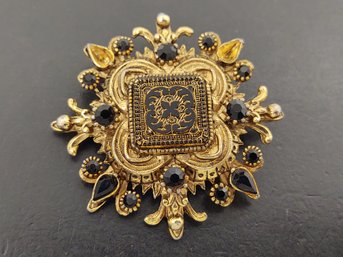 VINTAGE VICTORIAN REVIVAL RHINESTONE BROOCH