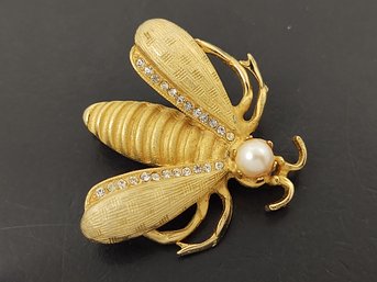 VINTAGE RHINESTONE INSECT FLY BROOCH