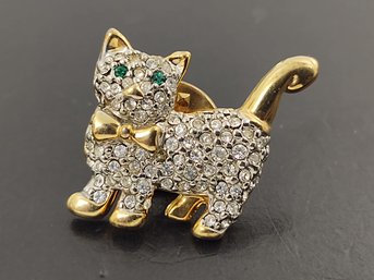 VINTAGE RHINESTONE CAT PIN