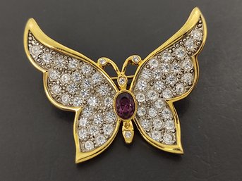 VINTAGE RHINESTONE BUTTERFLY BROOCH