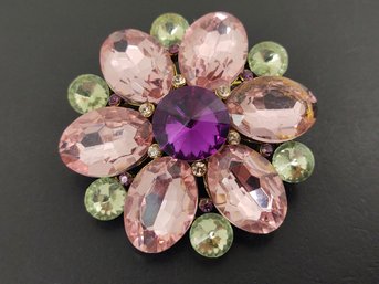 VINTAGE RHINESTONE FLOWER BROOCH