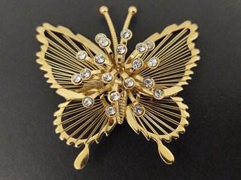 VINTAGE RHINESTONE BUTTERFLY BROOCH