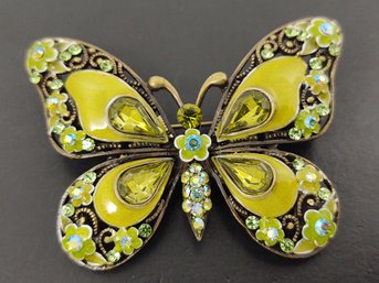 VINTAGE RHINESTONE & ENAMEL BUTTERFLY BROOCH