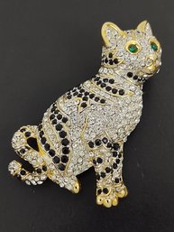 VINTAGE SWAROVSKI CRYSTAL RHINESTONE CAT BROOCH