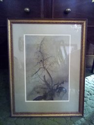 Ltd. Ed. Engraving & Relief Print #38/50 Framed & Matted - 'Dead Tree' Pencil Signed By Beatrice Berlin '67