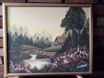 Oil On Canvas In Wood Frame Signed By Andrea Todd Altieri - Beautiful Scene