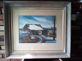 Framed Mixed Media Signed By Artist, R. Greiner, Called 'Vermont Winter'