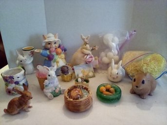 Easter Decor With Ceramic, Porcelain, Metal, Alabaster, Aceo Acrylic, Fabric & Craft Material & Paper Grass