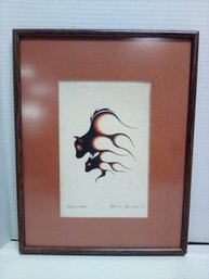 Mother & Child Framed Print With Artist Name Clemence Wescoup, '78 - Prominent Canadian Artist   212/WAB