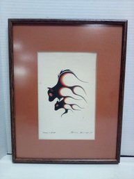 Mother & Child Framed Print With Artist Name Clemence Wescoup, '78 - Prominent Canadian Artist   BS/WAB