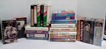 25  Mixed VHS Movie Tapes 4 Unopened,  Hitchcock, Art Related, 8 Kid's Movies, 6 Home Movies BS/E5